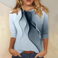thumbnail image 2 of Besolor Hauts d'Été pour Femmes 2024 Mode Imprimé Col Rond T-Shirts Habillés Décontractés Blouse Manches 3/4 et Hauts, 2 of 5
