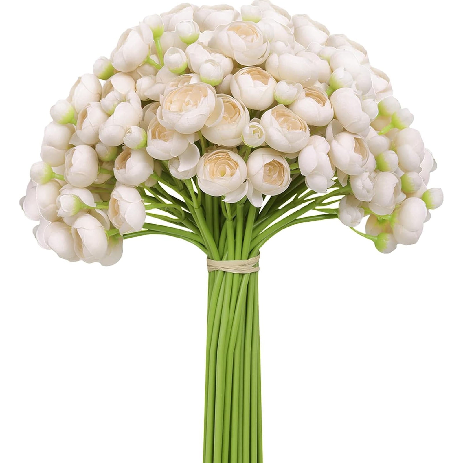 USPEED 18Pcs Ranunculus Artificial Flower, Faux Dusty Rose Ranunculus Flowers for DIY Bouquet, Roses Bulk Fake Peony Wedding Filler Flowers for Centerpieces Arrangements Bridal Decorations - White