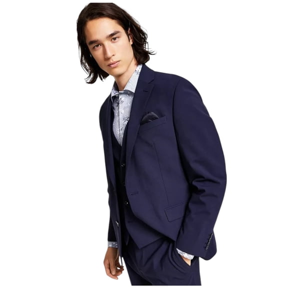 Bar Iii Mens Slim fit Suit Jacket Blazer 34 S Navy Blue Solid Stretch