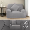 thumbnail image 5 of Unique Bargains 1-Piece Jacquard Solid Stretch Armchair Slipcover, Gray, 5 of 7