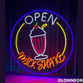 thumbnail image 3 of Glowneon Open Milkshake Neon Sign, Milkshake Coffee Shop Wall Led Art, 3 of 5