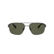 RAY-BAN RB3663 RB3663 Square-Round Shape Sunglasses Polished Gunmetal Frame | Polarized G-15 Green Lens 60mm