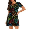 thumbnail image 1 of Fotbe Play Game Start Bata de Dormir para Mujer con Estampado, Camisón de Algodón de Manga Corta, Ropa de Dormir Casual, 1 of 6
