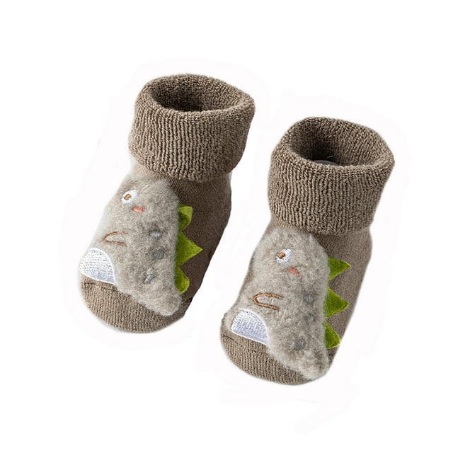 Kcodviy Chaussettes d'Hiver pour Bébé Nouveau-Né Fille 5T Chaussettes avec Colle Chaussettes de Sol Chaussettes pour Bébé avec Grips Chaussettes de Ramper