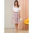 thumbnail image 3 of DARING DIVA Women's Floral Chiffon Layer Ruffle Hem Midi Skirt XS Pink, 3 of 6