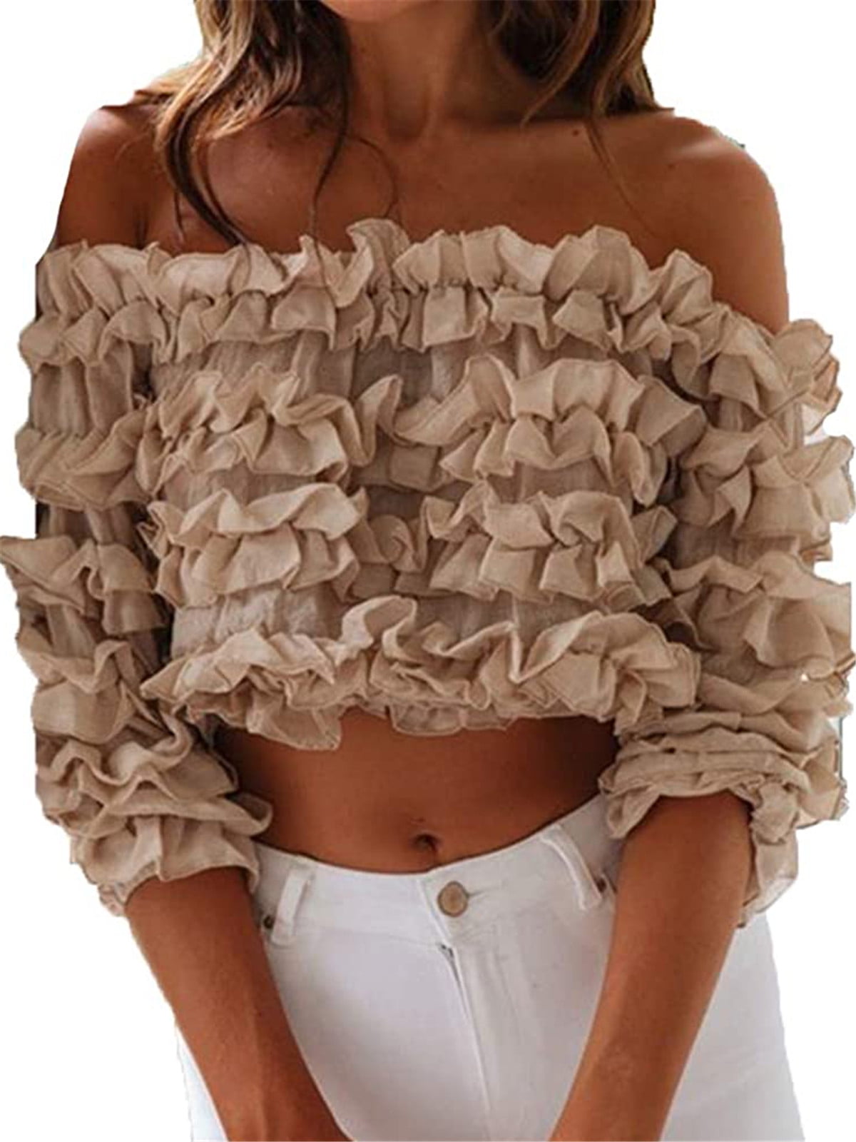 strapless ruffle top