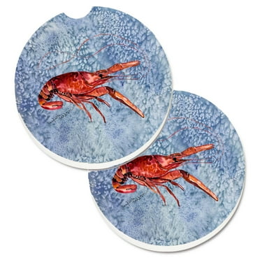 Carolines Treasures 8231CARC Crawfish Set of 2 Cup Holder Car Coasters Large multicolor