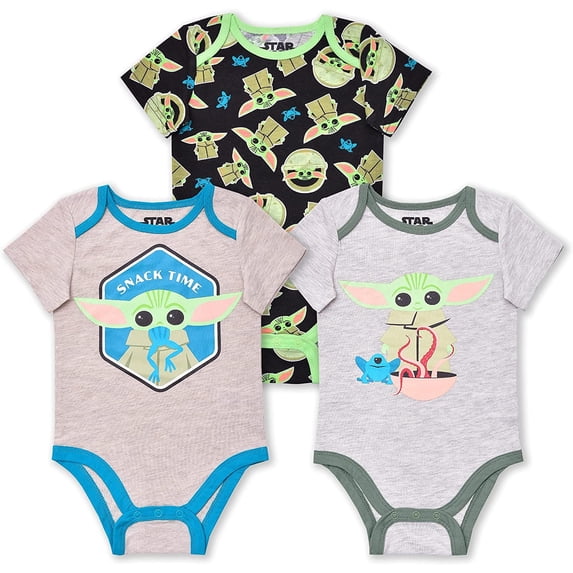 Baby Yoda Boys 3 Pack Character Onesie, Infant
