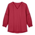 thumbnail image 4 of Warop Women's V Neck 3/4 Sleeve Tops Solid Color Ruched Basic Business T Shirts Casual Loose Pullover Blouses, 4 of 5