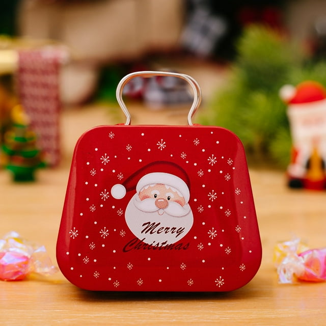 Danhjin Candy Handbag Christmas Decorations Tinplate Handbag Candy Box Children's Gift Small Tin Box Mini Handbag Christmas Decorations