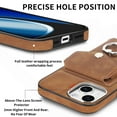 thumbnail image 3 of TECH CIRCLE Case for iPhone 14, [Built-in 2 Micro-SIM Card Slots] Slim Soft Shockproof Protective Cover with Ring Holder Stand + Card Holder Pocket + Eject Pin Holder - Brown, 3 of 8