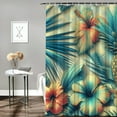 thumbnail image 2 of GOSMITH Shower Curtain Orange Fruit Pineapple and Tropic Flowers in Colorful Tropical, Multiple Sizes White, 2 of 6