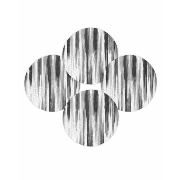 Round Placemats Set of 4 Black Grey Place Mats Washable Woven Placemat Abstract Art Texture Circle Braided Table Mat for Kitchen Dining Table Party Home Decor 15 Inch