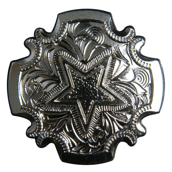 Set Of 2 Western Screw Back Concho 1.5 In Bright Silver Star Saddle