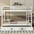 thumbnail image 3 of EUROCO Queen over Queen Size Bunk Bed with Trundle for Kids Teens Adults, White, 3 of 12