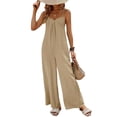 thumbnail image 2 of Mifsaly Linen Jumpsuits for Women Casual Summer Wide Leg One Piece Romper Spaghetti Strap Flowy Casual Overalls Lightweight Breathable Vacation Beach Sunsuit with Pockets L, 2 of 4