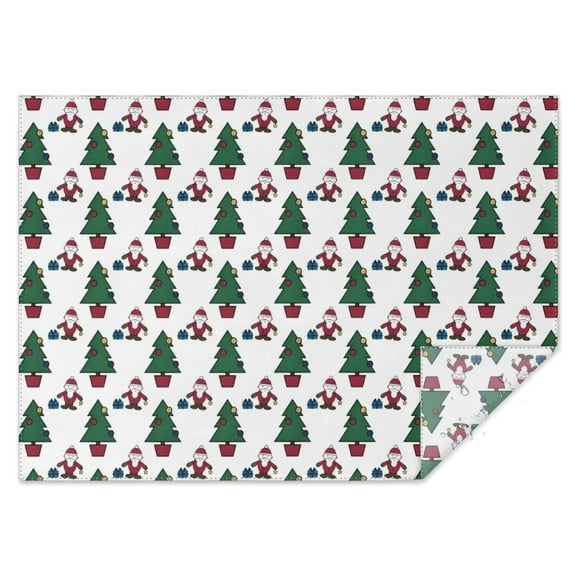 White Christmas Santa and Tree Pattern Rectangle Tablecloth 60"x84",Waterproof Polyester Rectangle Table Cloth, Wipeable Spillproof Polyester Tablecloth for Dining, Camping, Indoor and Outdoor