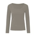 thumbnail image 3 of Rhuody Spring Tops For Girls Long Sleeve Shirts Ribbed Layering Tops U Neck Slim Fit Basic Tee Undershirts Retro Wear Beige 7-8 Years, 3 of 5