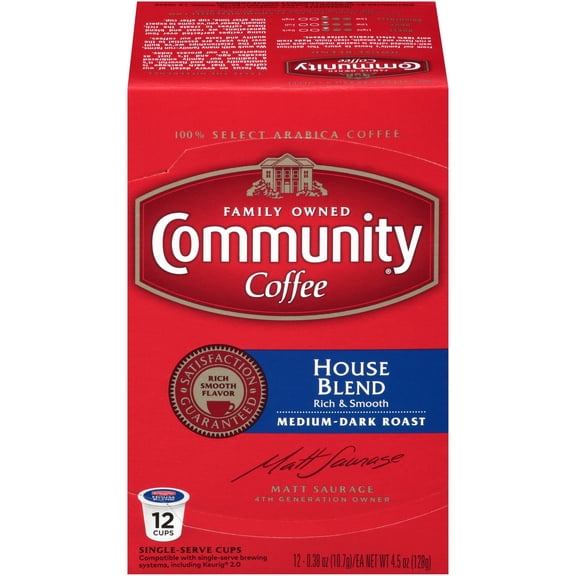 Community® Coffee House Blend Medium-Dark Roast Coffee Single-Serve Cups 12 ct Box Compatible with Keurig 2.0 K-Cup Brewers