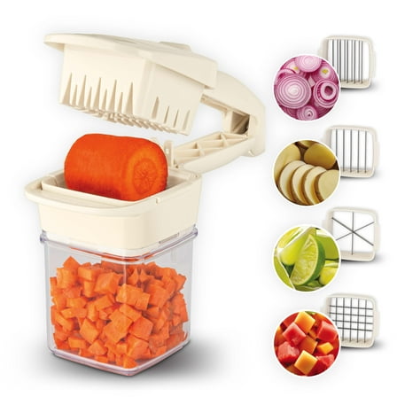 Nutri Chopper Vegetable Slicer that Chops, Cubes and Wedges, Multi-purpose Food Chopper with Stainless Steel Blades, As Seen on TV, Cream