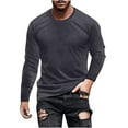 thumbnail image 2 of cllios Men Long Sleeve Tops, Mens Gym Workout Slim Fit Long Sleeve Tshirt Classic Solid Color T-Shirt Round Neck Athletic Shirts Running Fitness Tee Dark Gray XL, 2 of 6