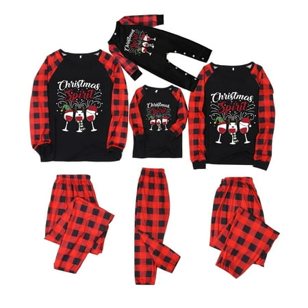 

LWZWM Christmas Pjs Matching Sets Xmas Family Clothes Christmas Print Blouse O-Neck Tops+Pants Xmas Family Matching Pajamas Set Toddler 12 Months
