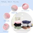 thumbnail image 2 of Almohada de viaje, almohada para el cuello, almohada de viaje de espuma viscoelástica, cojín de soporte para la cabeza para avión, tren, coche, oficina, viajes esenciales, almohadas de vuelo (rosa), 2 of 4