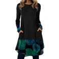thumbnail image 1 of Vestido de pachwork estampado suelto con cuello redondo de manga larga informal para mujer a la moda Pompotops  hdfakjf1416, 1 of 5