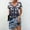 Blue, variant on Womens Summer Printing Short Sleeve V Neck Mid Thigh Length Dresses Fashion Dress