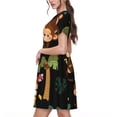 thumbnail image 2 of Easygdp Monkeys Swinging from Palms para Vestido Transpirable de Mujer, Vestido Suelto de Manga Corta con Pliegues y Bolsillos para el Verano, 2 of 6