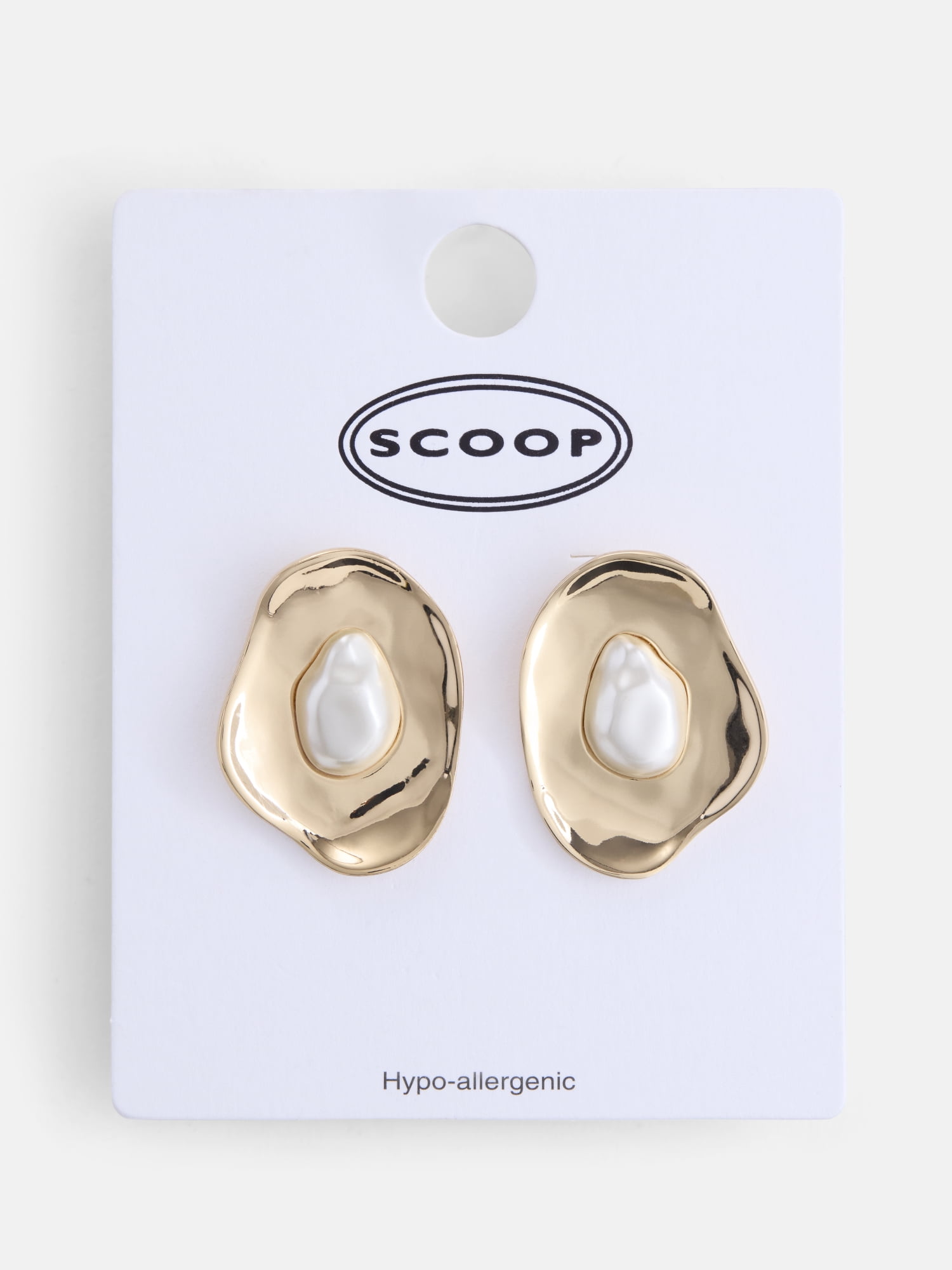 Scoop Women’s Faux Pearl Stud Earrings, 1 Pair
