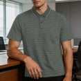 thumbnail image 6 of TKKCS Mens Horizontal Striped Polo Shirt- Classic Fit Breathable Short Sleeve Moisture Wicking Collared Casual Knit Golf Shirts Green Size XL, 6 of 7