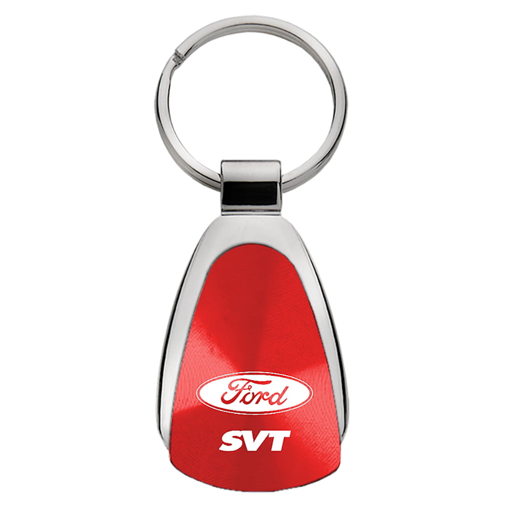 Ford Red Aluminum Metal Oval F150 Logo Key Chain Fob Chrome Ring 