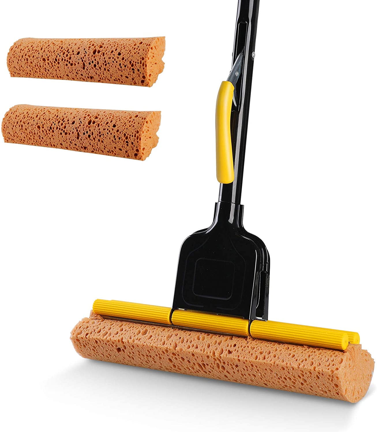 Eyliden Sponge Mop for Floor Cleaning with 2pcs Absorbent Sponge Hands