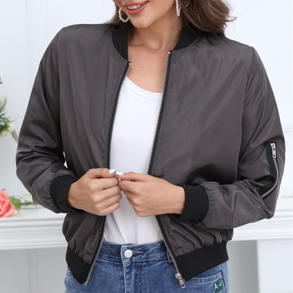 BERTDOMD Women's Stylish Jacket Casual Coat With Zip Outerwear Fashionable Windbreaker With Pocket Wear-resistant Polyester Women Jacket Outdoors Windbreaker