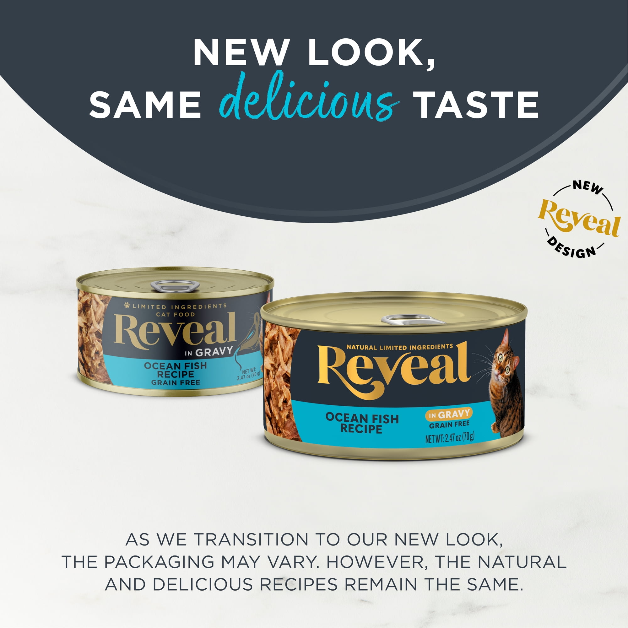 Reveal Pet Food Natural Wet Cat Food Ocean Fish in Gravy 2.47 oz Can