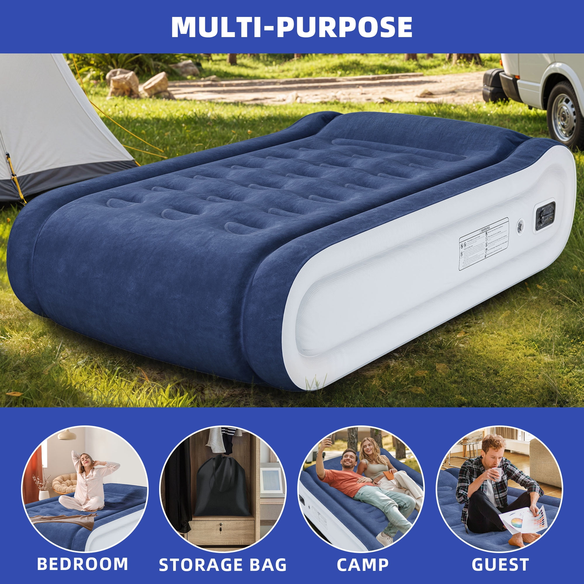 Uforic Twin Air Mattress,Luxurious Velvet Surface, Unsurpassed Body Support, Ergonomic Design with Integrated Pillow, Emergency Repair Kit, and Rapid Inflation/Deflation