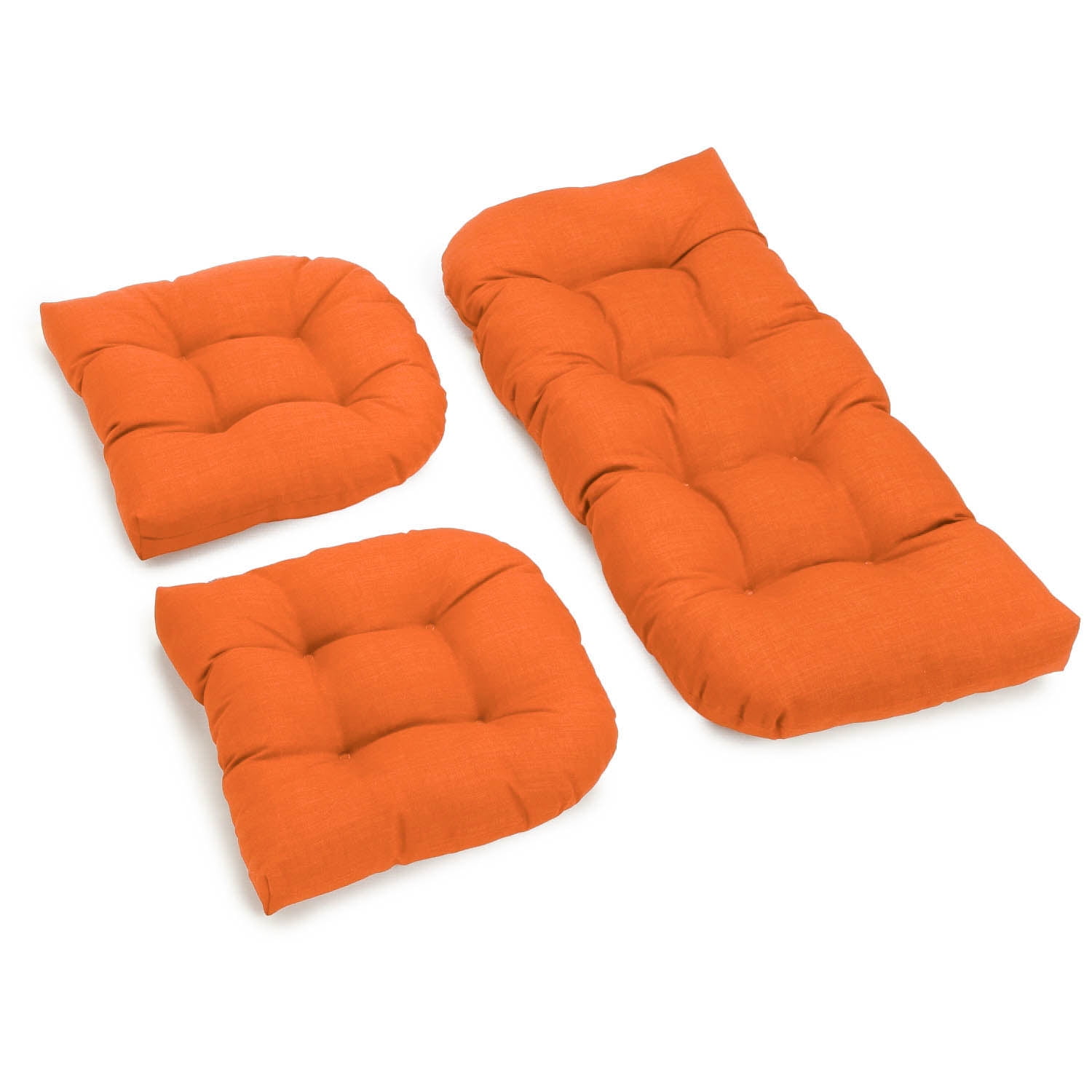 Set of 3 U-Shaped Spun Polyester Tufted Settee Cushion Set 