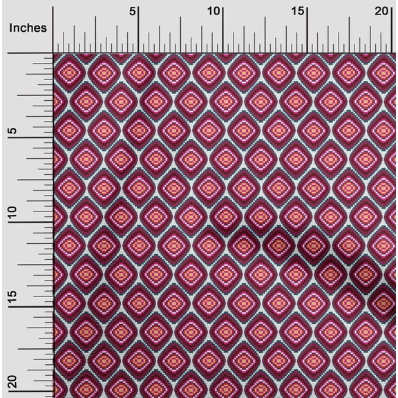 oneOone Cotton Cambric Fabric Diamond Flame Stitch Decor Fabric Printed BTY 56 Inch Wide