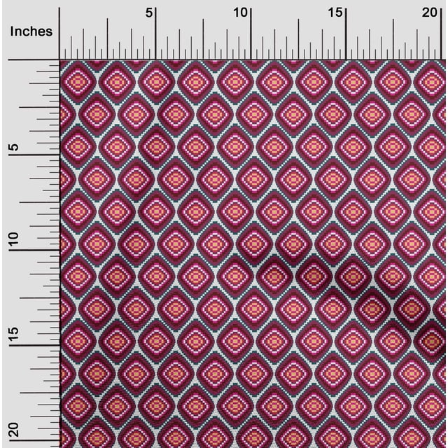 oneOone Cotton Cambric Fabric Diamond Flame Stitch Decor Fabric Printed BTY 56 Inch Wide