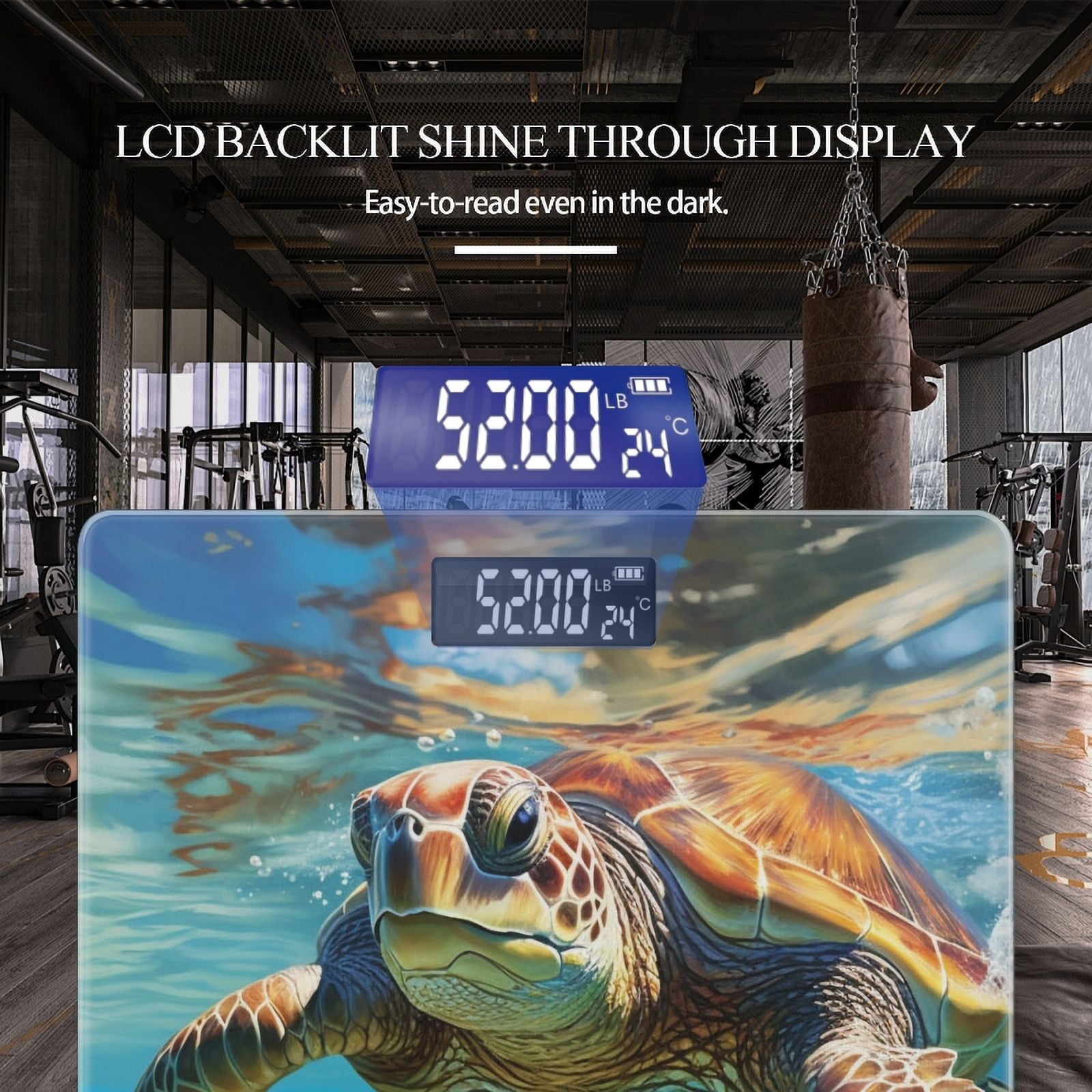 Bathroom Scale, Highly Accurate Digital Body Scale,Precisely Measures Weight up to 400 lbs-Majestic Sea Turtle Swimming In The Clear Blue Ocean