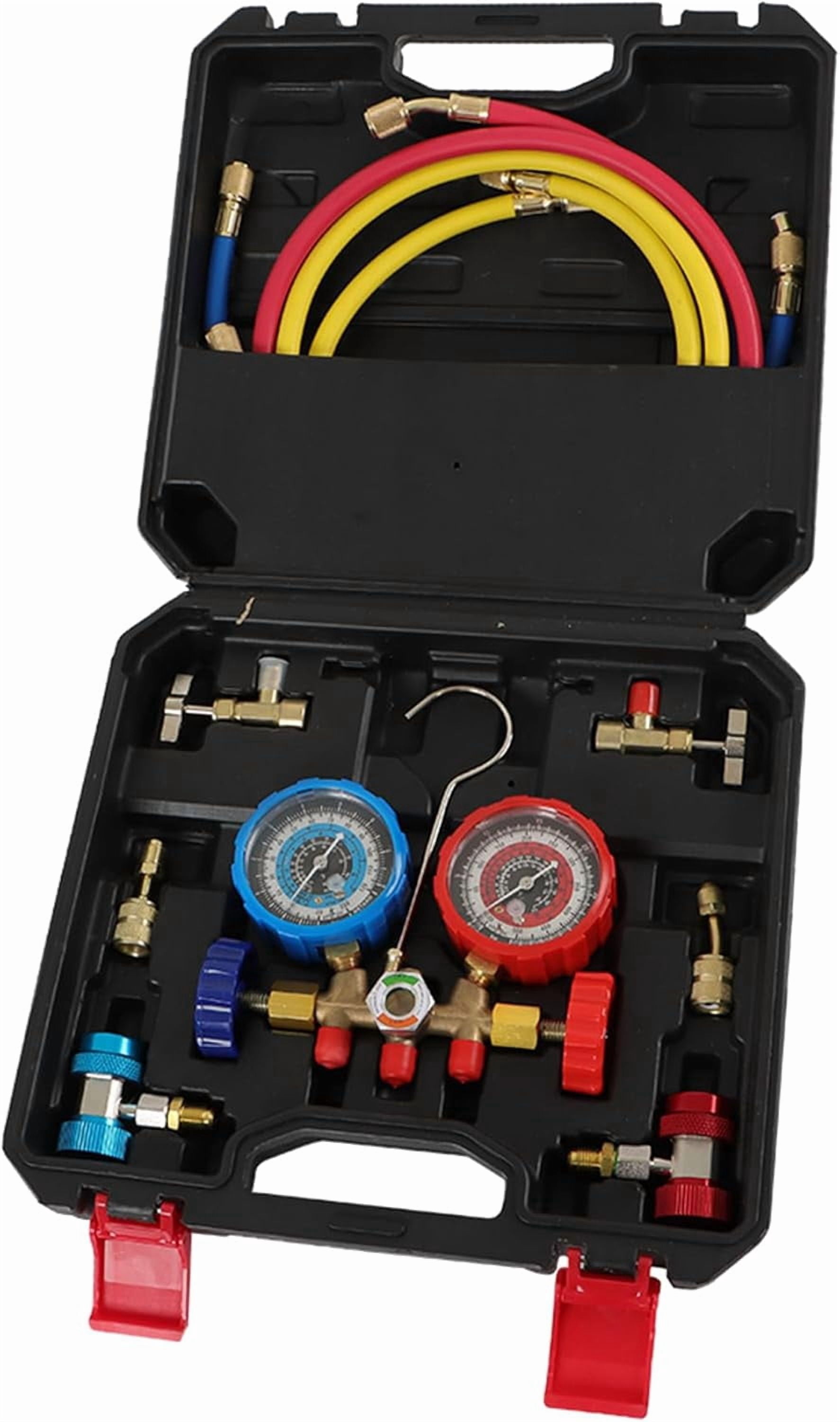 kimllier Vacuum Pump 4CFM 1/3HP Single Stage Rotary Vane Vacuum Pump Kit Gauge Set Fit for Air Conditioning Maintenance