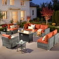 thumbnail image 6 of Vcatnet Patio Furniture Sets with Fire Pit 10 Pieces Sectional Sofa All Weather Wicker Outdoor Conversation Set with Swivel Glider Chair and Coffee Table, Orange Red, 6 of 10