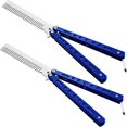 thumbnail image 1 of 2 Pieces Butterfly Combs Stainless Steel Folding Training Practice Combs Hair Styling Tools for Sport Outdoor Use (Blue), 1 of 7
