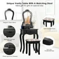 thumbnail image 6 of Topbuy Vanity Mirror Dressing Table Simple Style Beauty Dresser w/ Cushioned Bench Black, 6 of 8