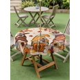 thumbnail image 3 of Outdoor Tablecloth with Umbrella Hole and Zipper, Thanksgiving Round Table Cloth 54 Inch Waterproof Tablecloth, Fall Maple Leaf Pumpkin Gnomes Sunflower Picnic Table Cover for Patio Camping, 3 of 7
