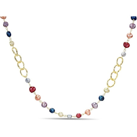 Tangelo 8-9mm Multi-Color Cultured Freshwater Pearl Brass Endless Necklace, 35