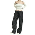 thumbnail image 2 of hirigin Womens Baggy Cargo Pants Streetwear Hip Hop Joggers Sweatpants Drawstring Casual Loose Wide Leg Trousers, 2 of 9