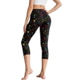 thumbnail image 2 of SCRAWLGOD Stars Black High Waisted Capri Leggings with Pockets for Women - Elastic Cropped Tights for Running Cycling Workout - Workout Yoga Leggings Tummy Control, XL, 2 of 7