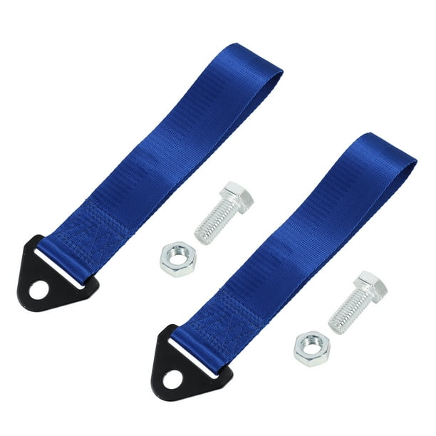 2uds Universal Auto Remolque Gancho Parachoques Remolque Cinturón Correa Azul